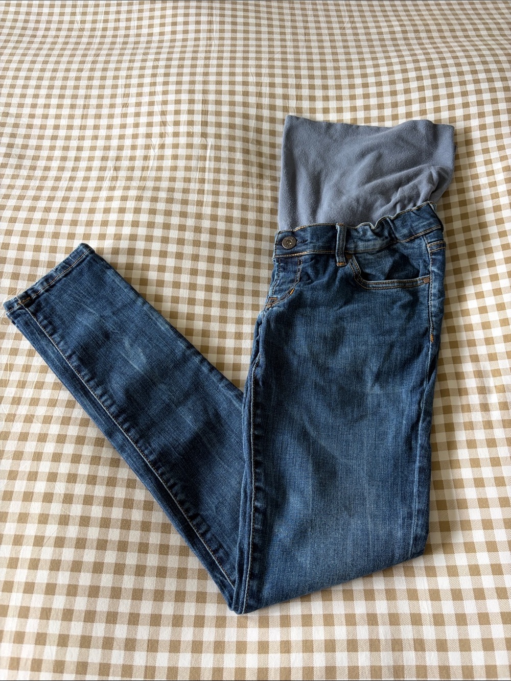 Maternity Skinny Jeans with Supportive Overband in Dark Blue